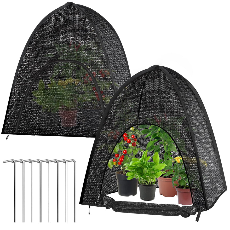 MJZ 2-pack plant shade tent assembled for outdoor garden protection.