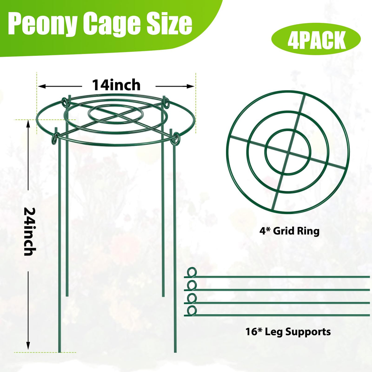 MJZ 4-pack shows four-leg assembly stabilizing the cage against wind.