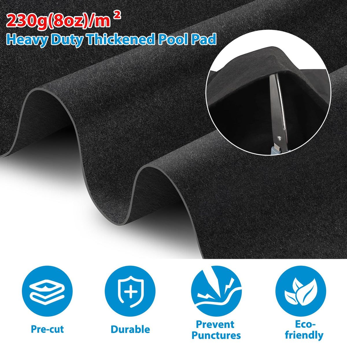 MJZ heat-insulation pool pad helps keep water cooler by blocking ground heat.