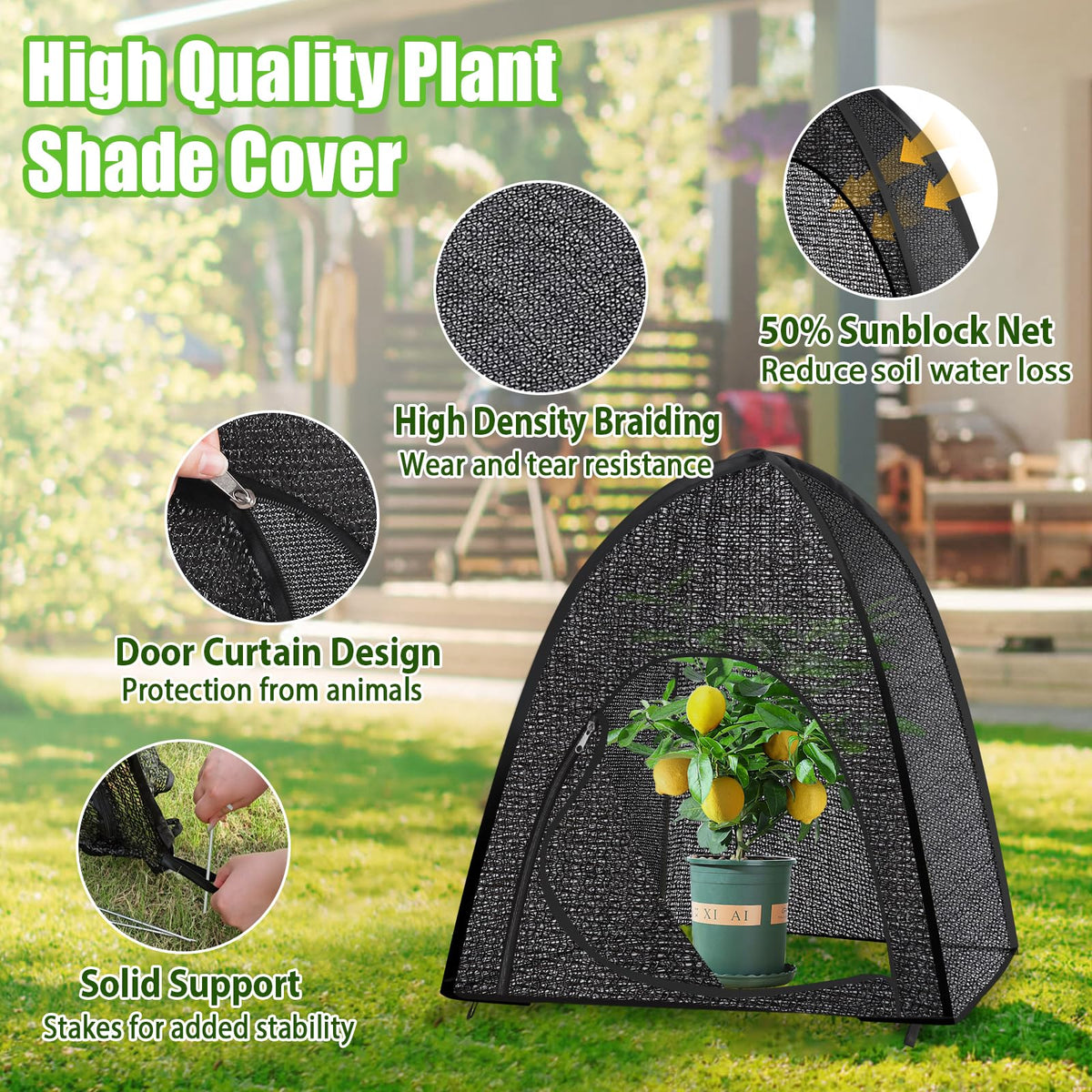 MJZ shade tent shows easy setup with fiberglass poles.