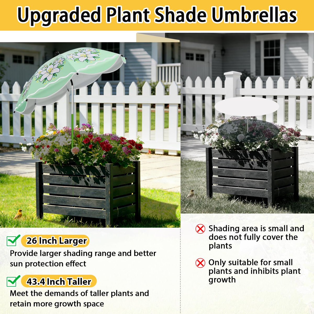 MJZ plant umbrella with adjustable angle offers flexible sun protection.