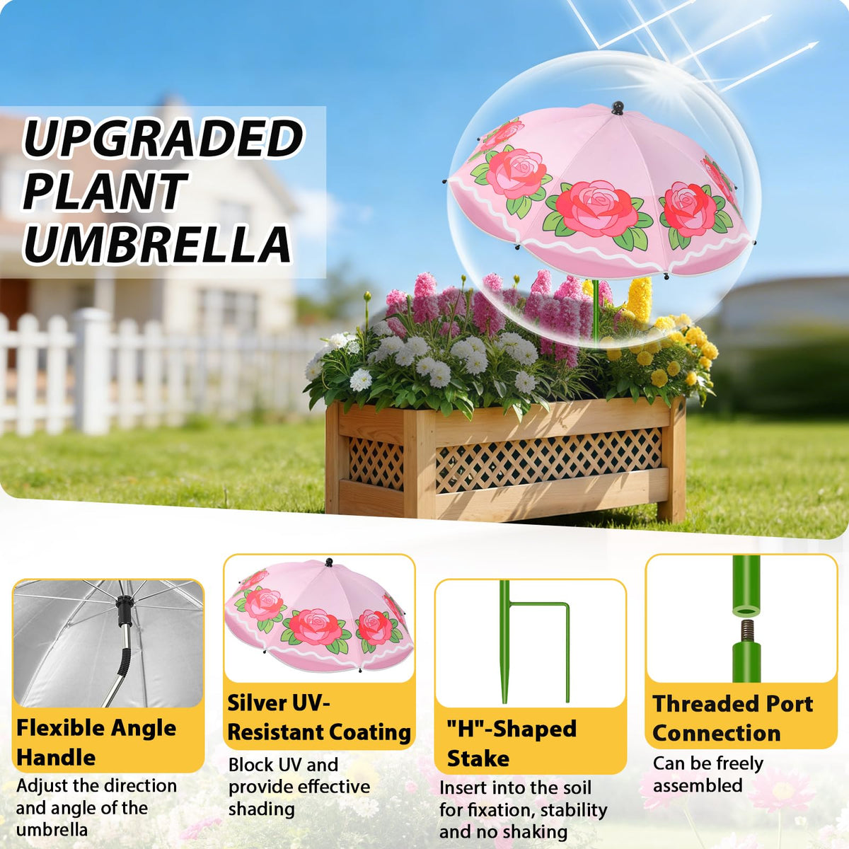 MJZ alloy handle design withstands wind for durable outdoor shading.