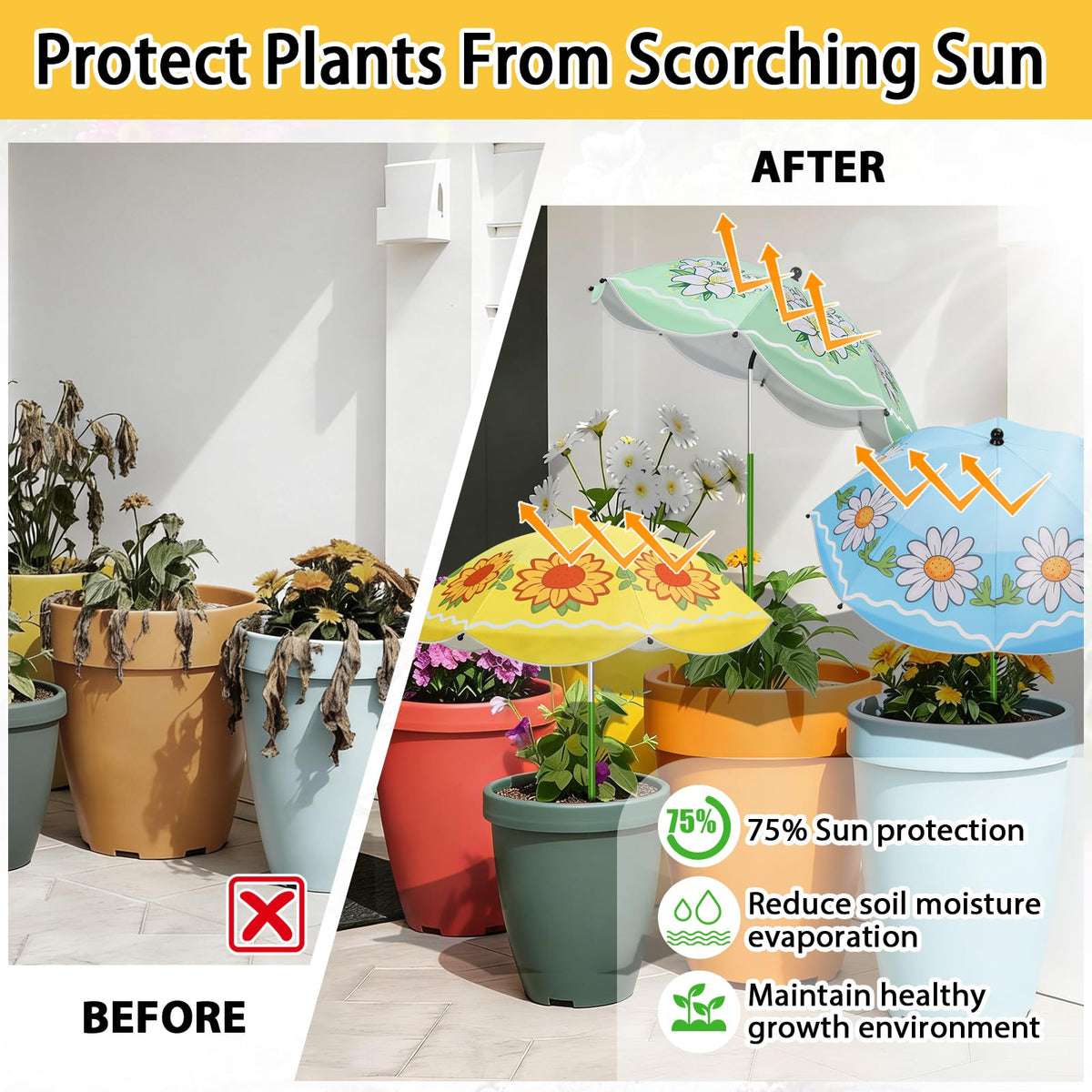 MJZ plant umbrella offers tool-free assembly for quick setup.