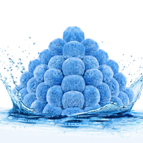 MJZ Pool Filter Balls blue close-up showing lightweight, efficient filtration for clear water.