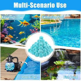 MJZ cyan filtration balls deliver clearer water and lower chemical needs