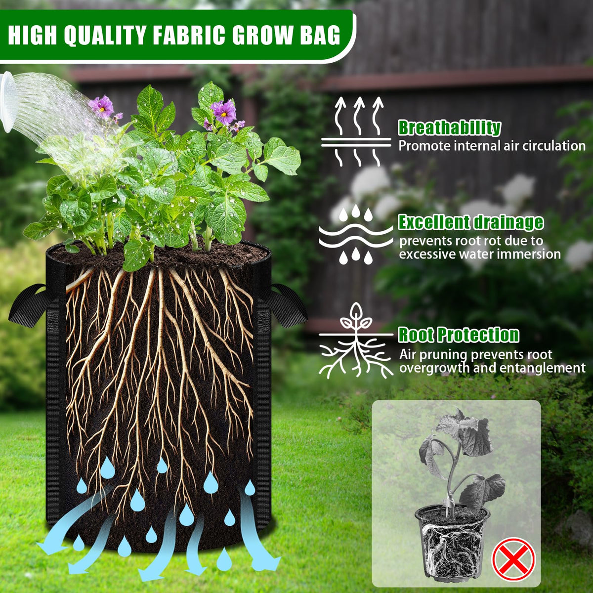 Reusable nonwoven MJZ grow bag ready for next season.