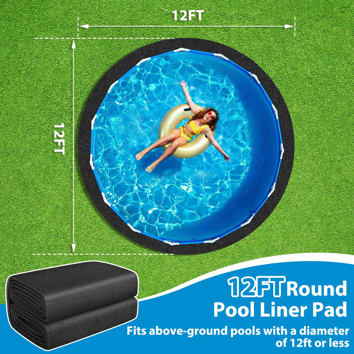 MJZ under pool pad installed on grass demonstrating quick setup and stable protection