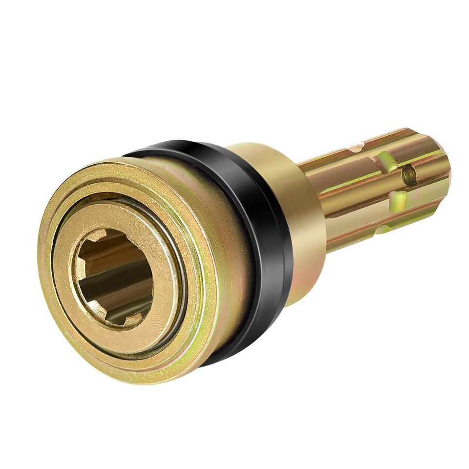 Mkekexe PTO extender with 6-spline female connection for secure quick-mount compatibility.