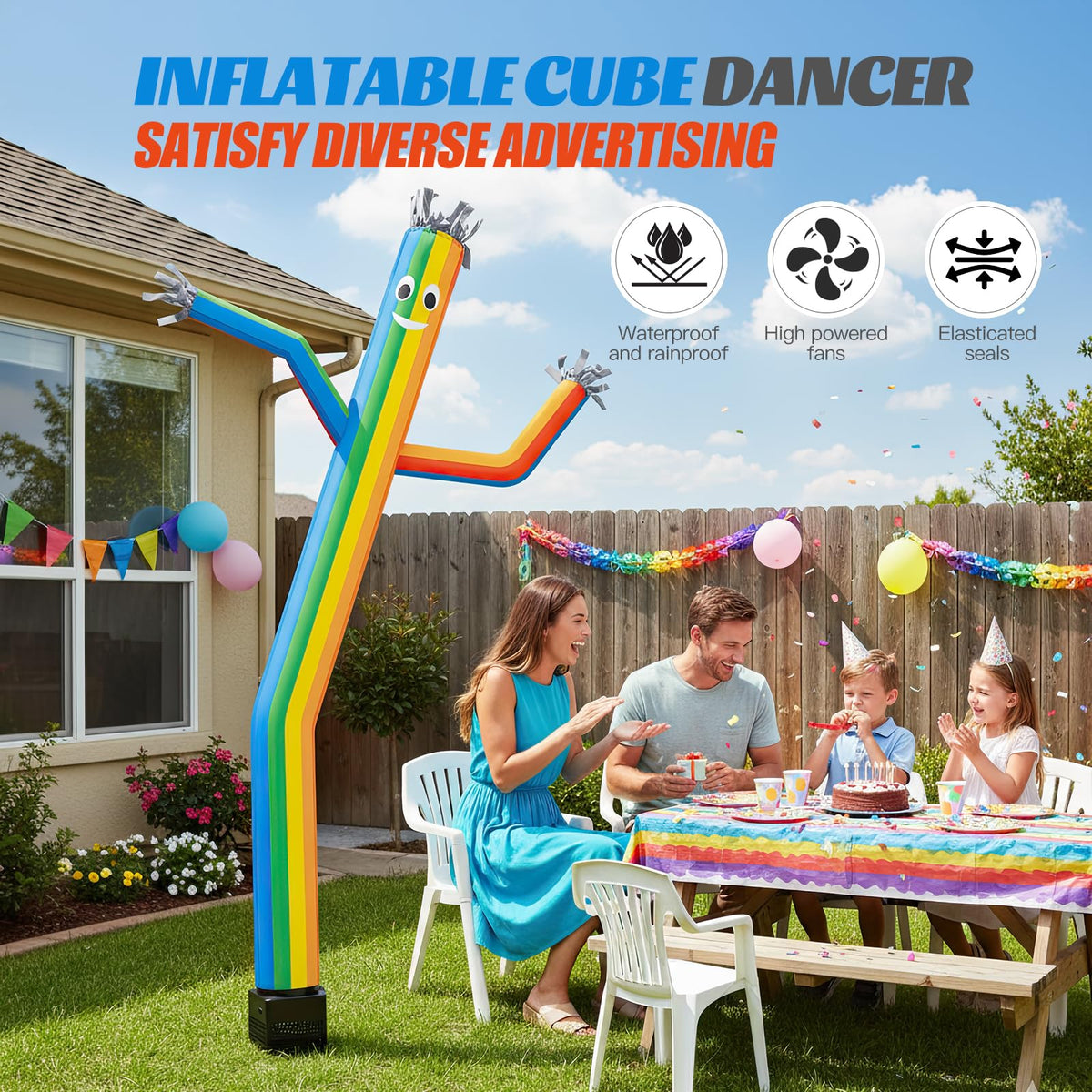 Mkevi air puppet dancer spotlight lights up movement for dusk promotions.