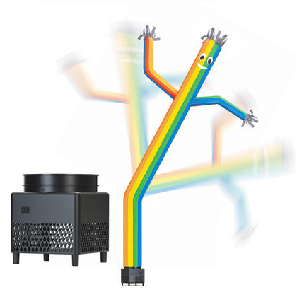 Mkevi Rainbow Sky Air Puppet Dancer 6ft draws attention at outdoor events with bright lights.