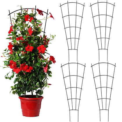 Mklsit 4-pack 32inch metal garden trellis supports climbing plants outdoors.