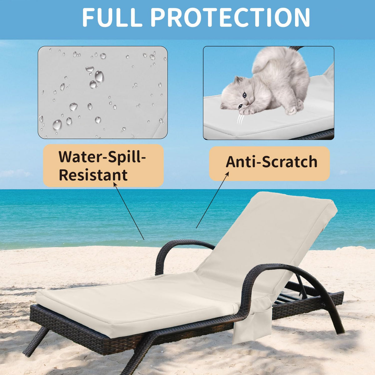 MKLTUHGDG outdoor chaise cover adjustable ropes ensure snug fit