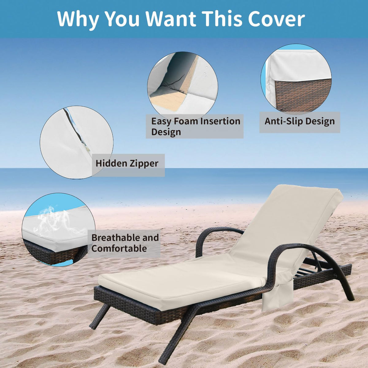 MKLTUHGDG outdoor chaise cover oxford fabric durability shields sun and wind