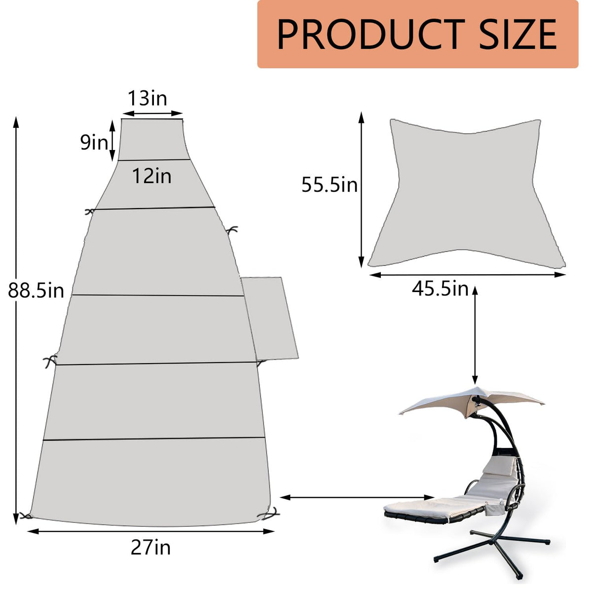 MKLTUHGDG umbrella canopy designed for 4-spoke frames providing stable shade.