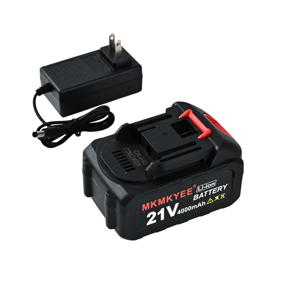 MKMKYEE 21V battery front view with compact design for quick swaps.