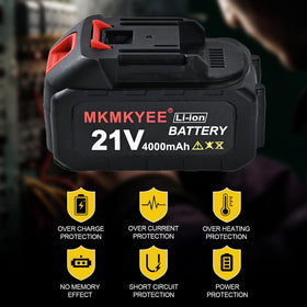 Close-up of 4.0Ah MKMKYEE battery capacity for longer runtimes.