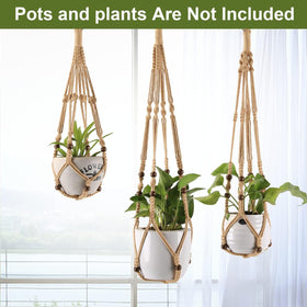MKO SHUN macrame plant hanger 24-inch with beads enhances small-space decor