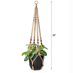 Indoor-outdoor versatile hanger fits 9-inch diameter planters.
