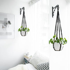 35-inch length supports various planters with wooden bead detail