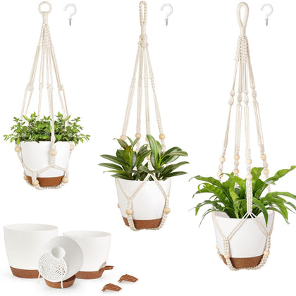 Mkono 35 inch macrame hanger displaying airy open weave for indoor plants