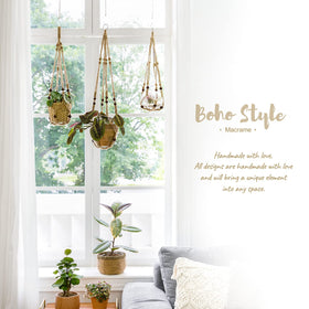 Wood bead detail enhances decorative display for office or living spaces.