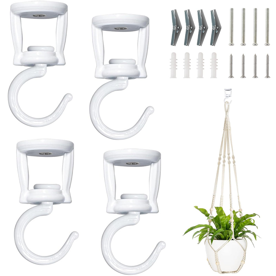 Mkono ceiling hooks for hanging plants in white, four-pack, sturdy and discreet.