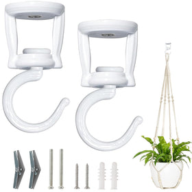 Mkono heavy-duty ceiling hook suspends a plant securely from the white ceiling for indoor use