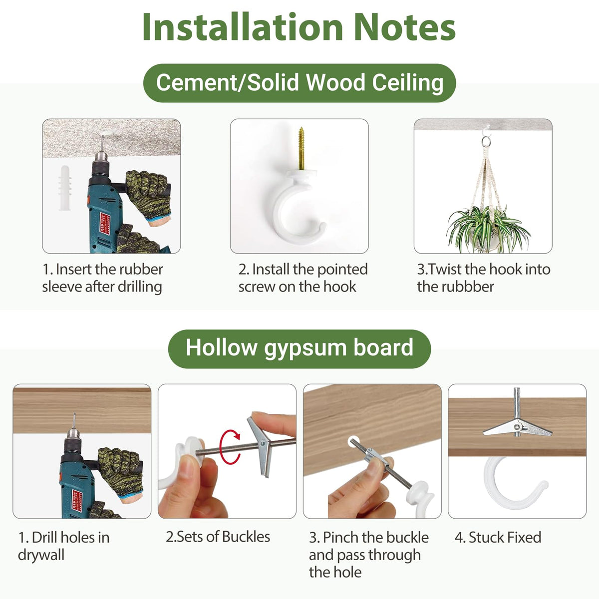 Mkono heavy-duty anchors and toggles enable reliable indoor or outdoor hanging.
