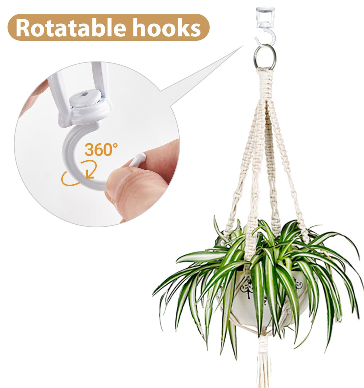 Mkono 360-degree swivel ceiling hook ideal for planters and lanterns