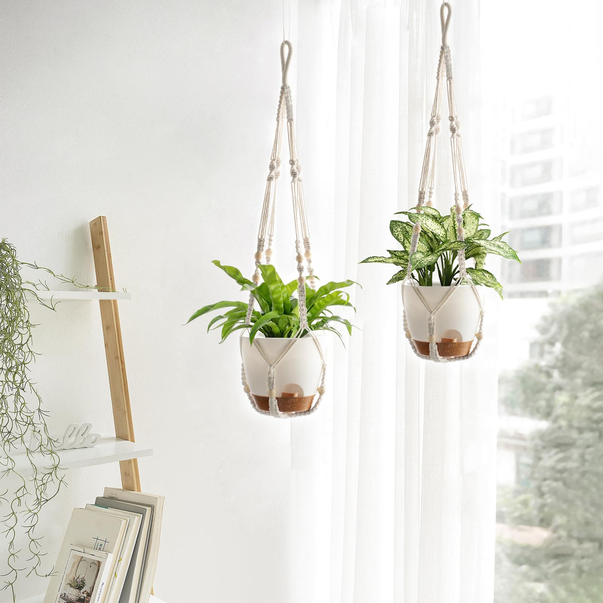 Detachable pot with snap buckle on Mkono planter for easy cleaning.