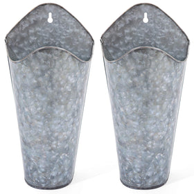 Mkono galvanized wall planter set hanging for rustic farmhouse decor