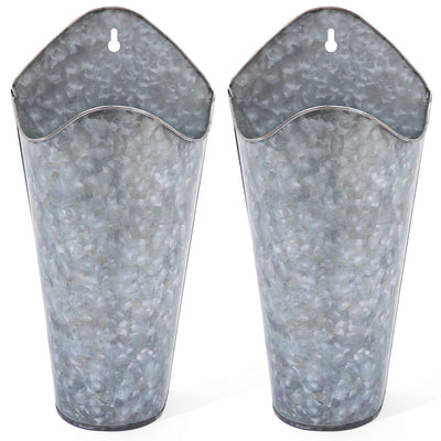 Mkono galvanized wall planter set hanging for rustic farmhouse decor