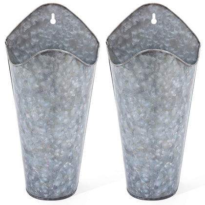 Mkono galvanized wall planter set hanging for rustic farmhouse decor