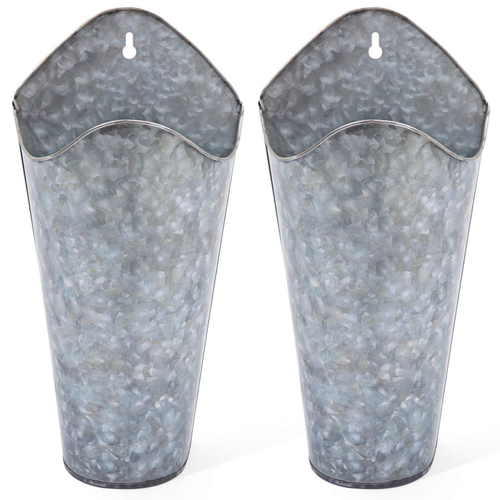 Mkono galvanized wall planter set hanging for rustic farmhouse decor