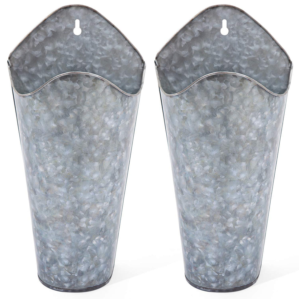 Mkono galvanized wall planter set hanging for rustic farmhouse decor