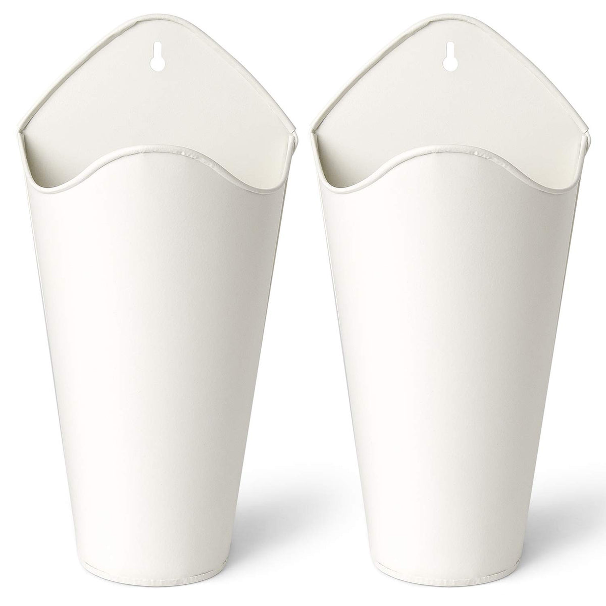 Mkono galvanized wall planter set of two white small, ideal for faux greenery.