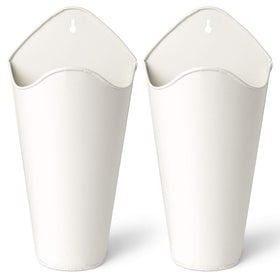 Mkono galvanized wall planter set of two white small, ideal for faux greenery.