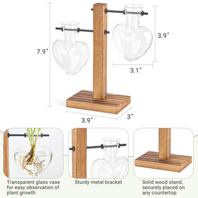Mkono heart bulb vase with crystal-clear glass for root growth observation