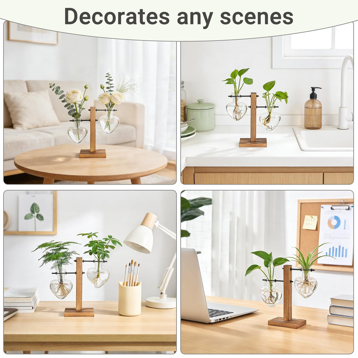 Mkono hydroponic planter on a home office shelf for easy plant rooting