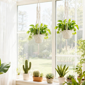 Mkono indoor-outdoor hanging planter in versatile setup for homes.