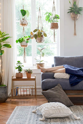 Mkono indoor-outdoor plant hanger suitable for various spaces.