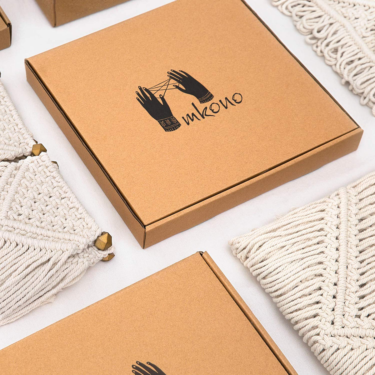 Mkono ivory macrame hanger fits planters up to 7 inches diameter.