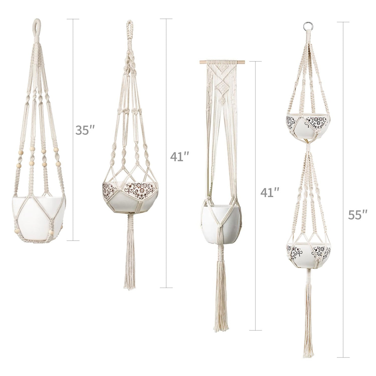 Mkono ivory macrame hanger suitable for indoor and outdoor plant displays.