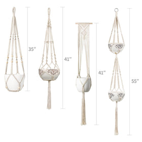 Mkono ivory macrame hanger suitable for indoor and outdoor plant displays.