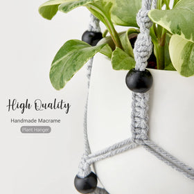 Cotton cord detail of Mkono macrame plant hanger highlighting weave.