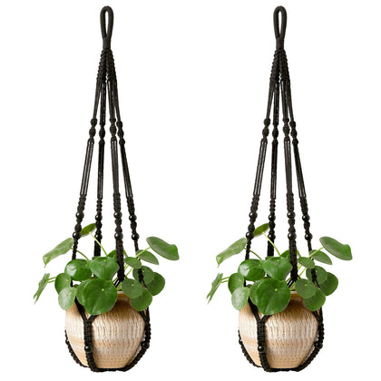 Mkono macrame plant hanger with wood beads adds boho charm to spaces