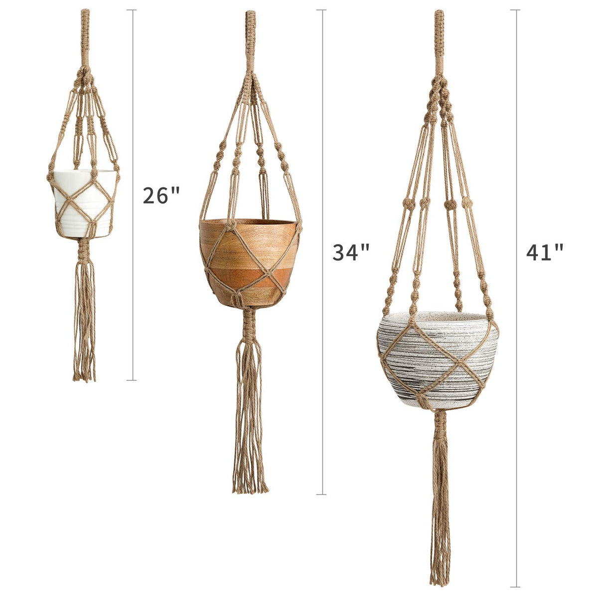 Mkono macrame plant hanger fits pots up to seven inches.