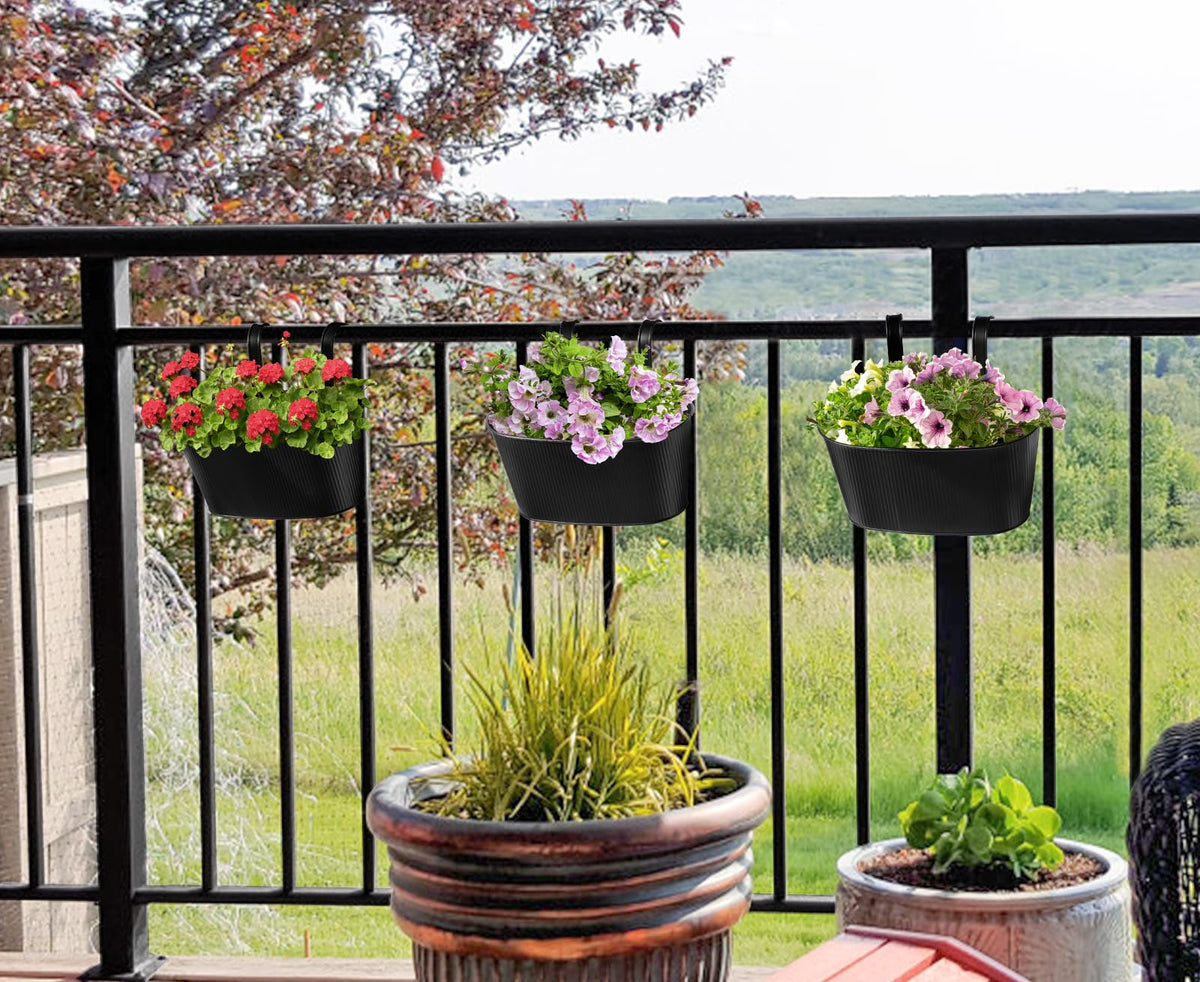 Mkono rectangular outdoor planters maximize balcony space for herbs.