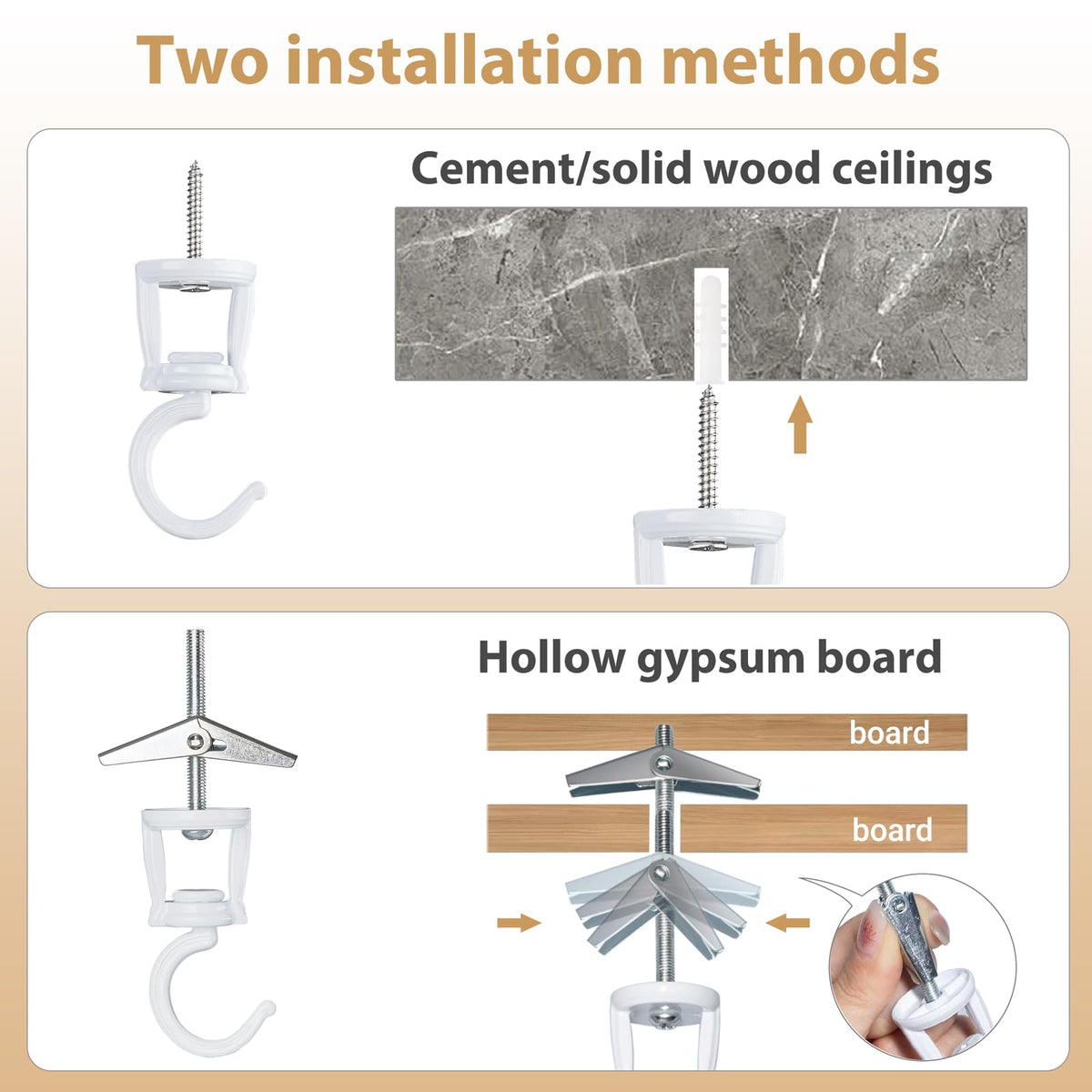 Mkono versatile hook for plants, lamps, wind chimes, and more.