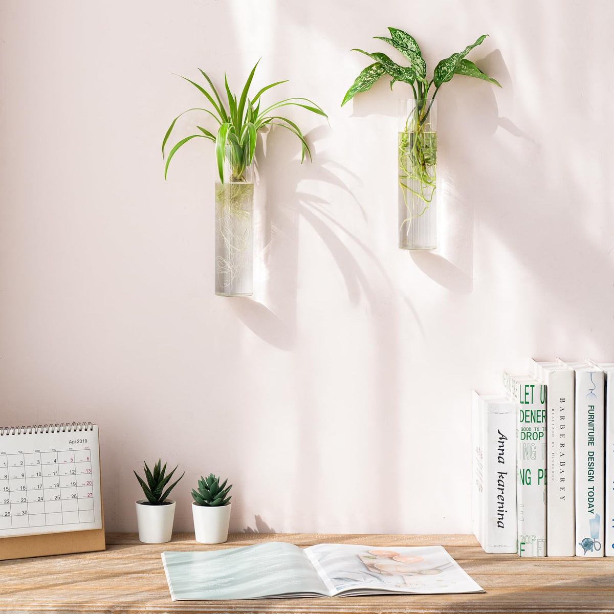 Mkono wall vase hanging glass tubes for stylish plant propagation and easy viewing.